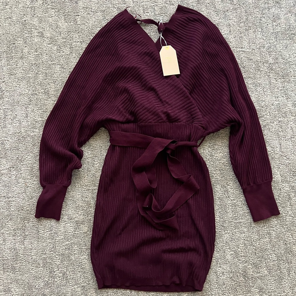 Love Tree Deep Burgundy Long Sleeve Dress
